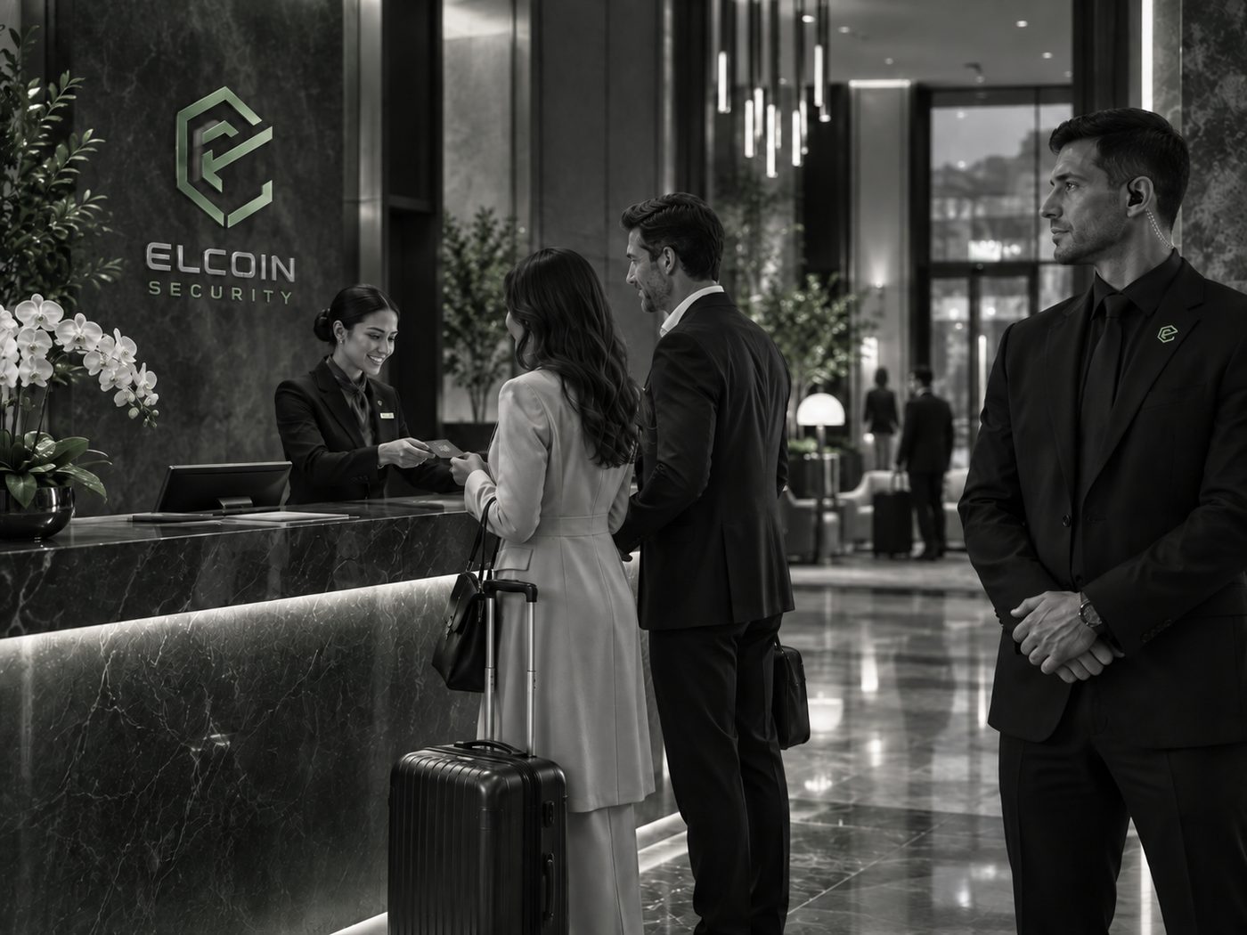 ELCOIN officer at a hotel check-in