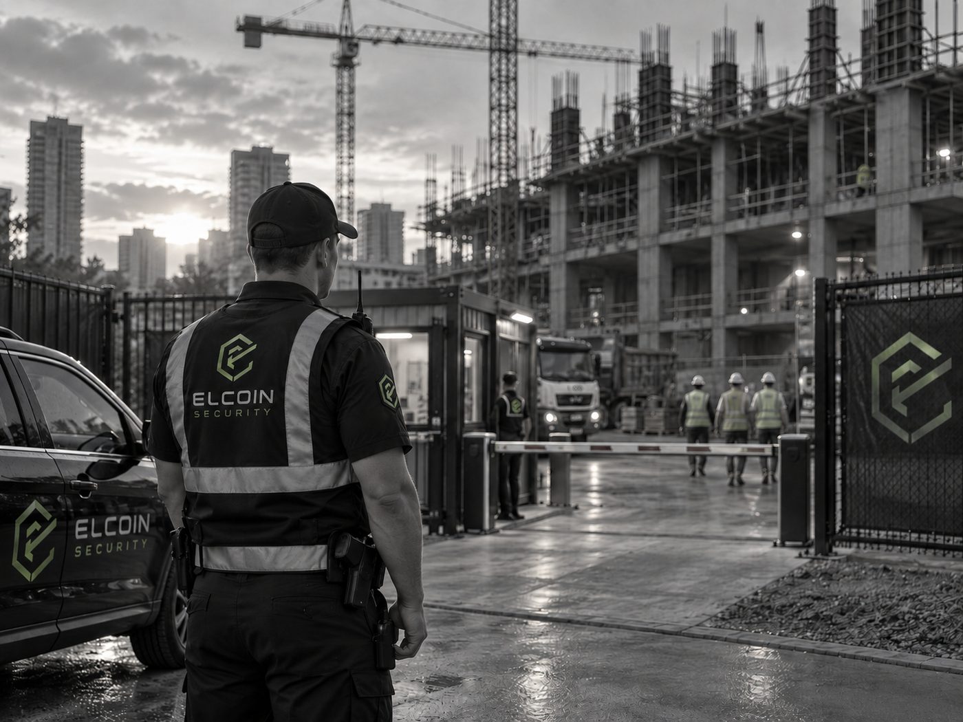 ELCOIN officer at a construction site checkpoint