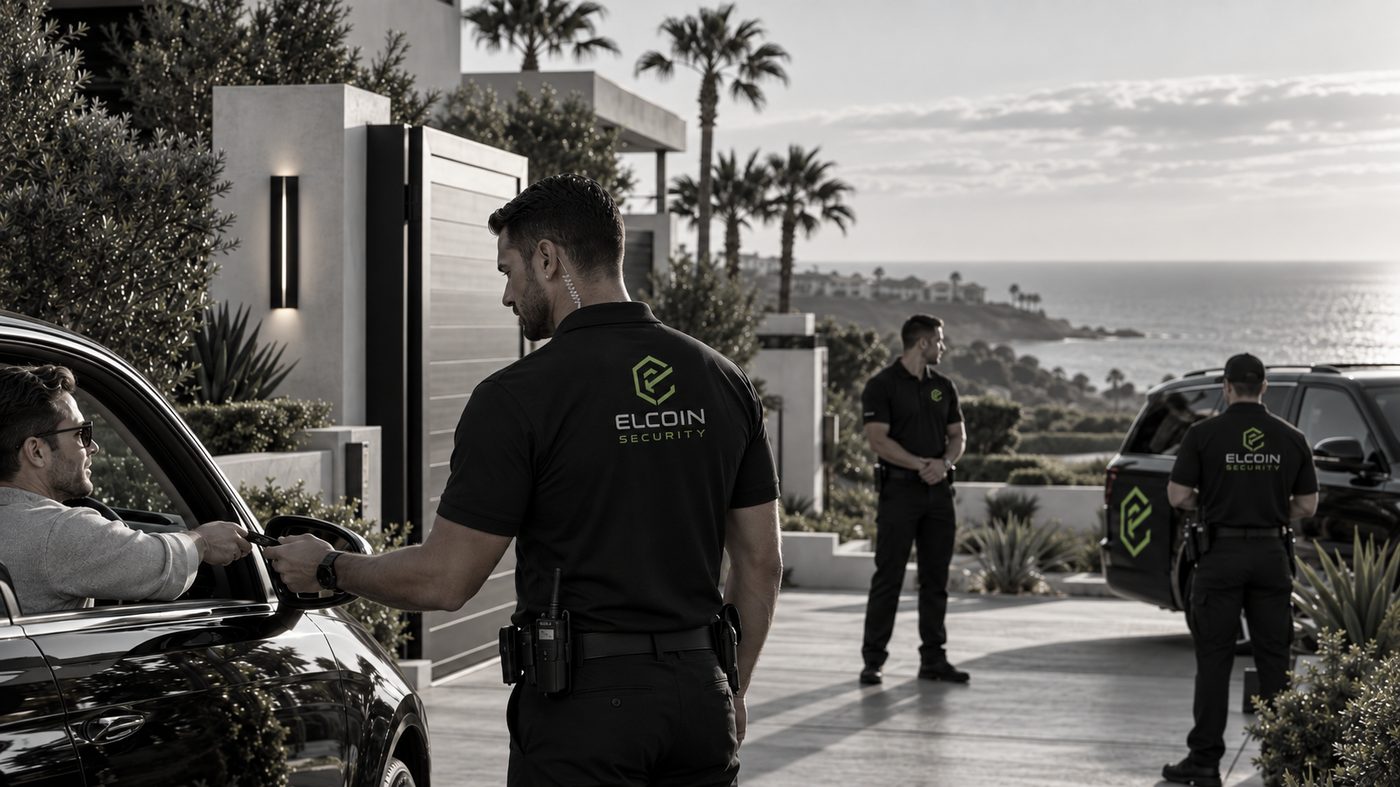 ELCOIN officer taking car keys for valet at a coastal estate